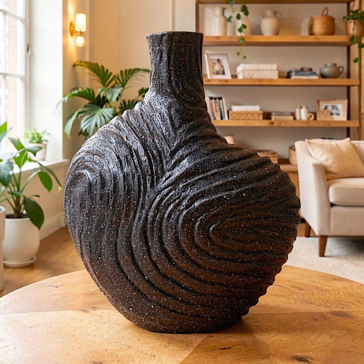 vase textured black small 8''x6'' china