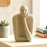 statue deep thinker below one hand white 6x3 china