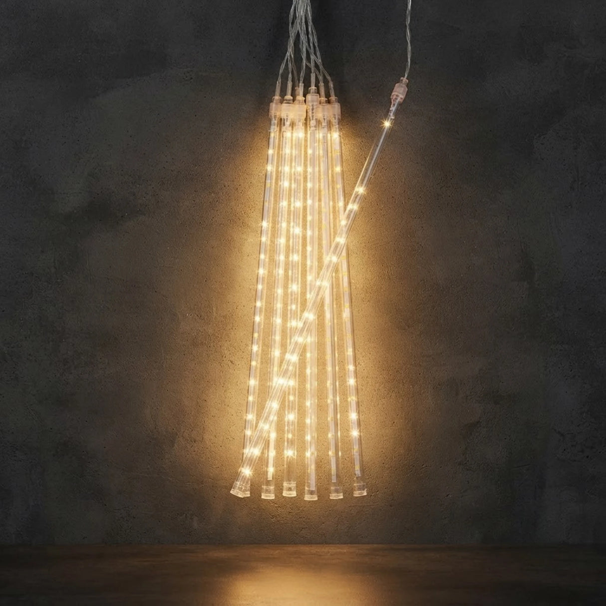 led shower meteor rain light yellow 8pc 17.5" china