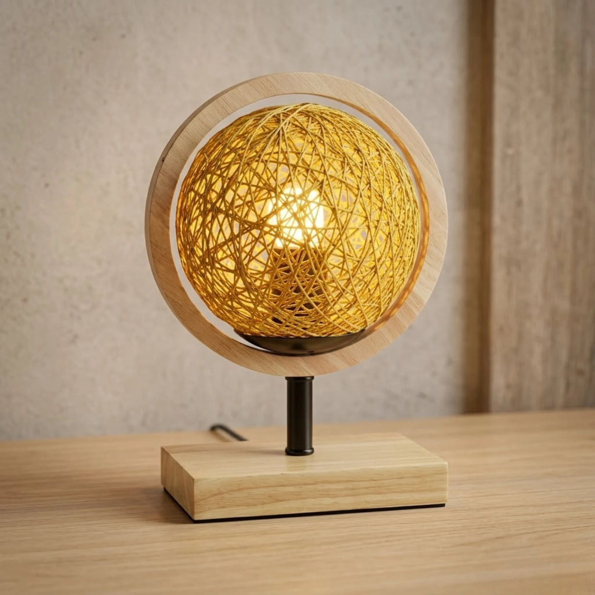 wooden table lamp global yellow 10x6.5 china