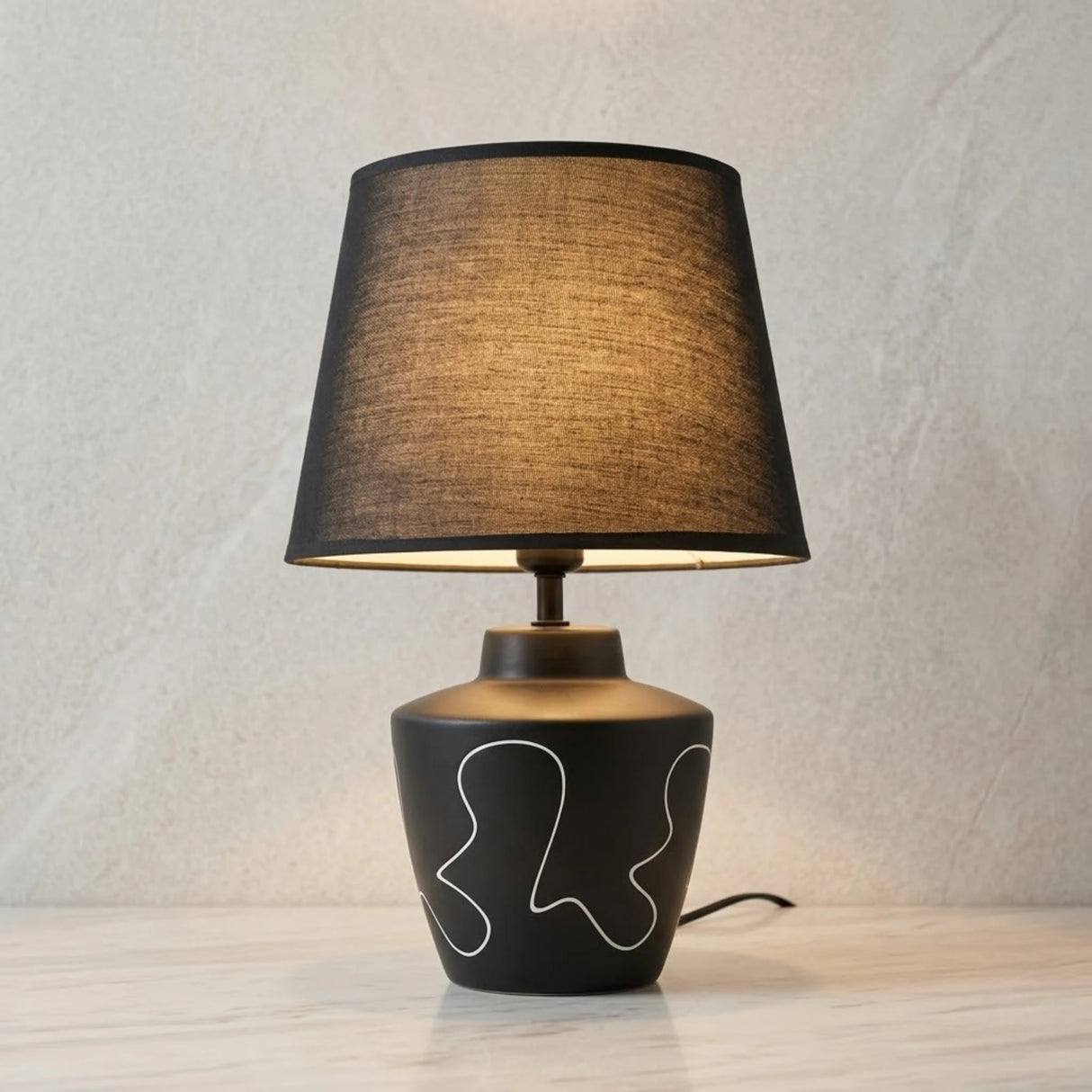 ceramic table lamp black china