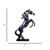 statue horse black with 8 crystal large 13"x8" china