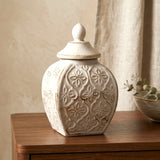 ceramic candy jar textured flower clay small china