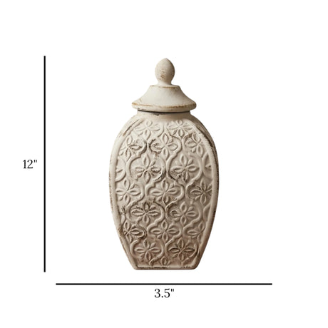 ceramic candy jar textured flower clay large 12''x3.5'' china