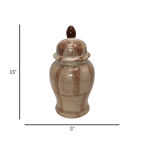 ceramic candy jar 2tone brown small 13x5 china