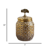 ceramic candy jar textured golden & brown small china