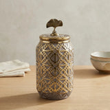 ceramic candy jar textured golden & brown medium china