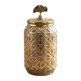 ceramic candy jar textured golden & brown medium china