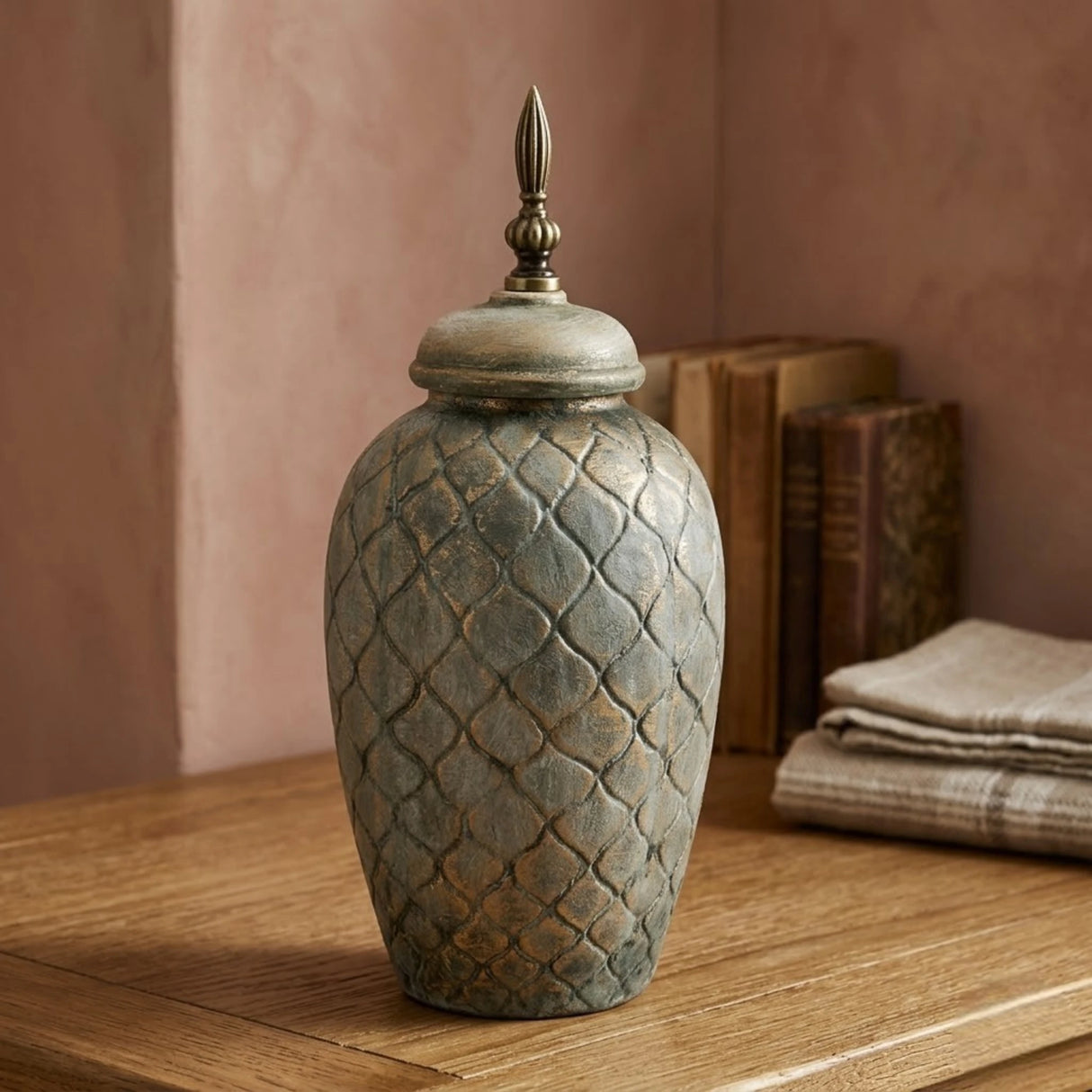 ceramic candy jar textured tint gray small china