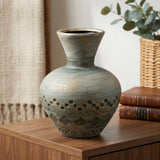 ceramic vase textured tint gray small china