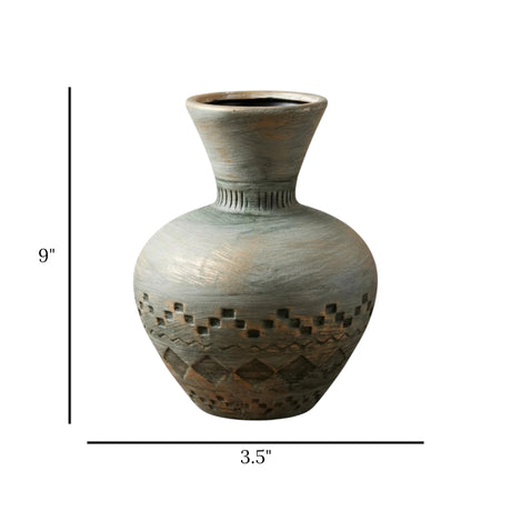 ceramic vase textured tint gray small 9x3.5 china
