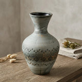 ceramic vase textured tint gray medium china