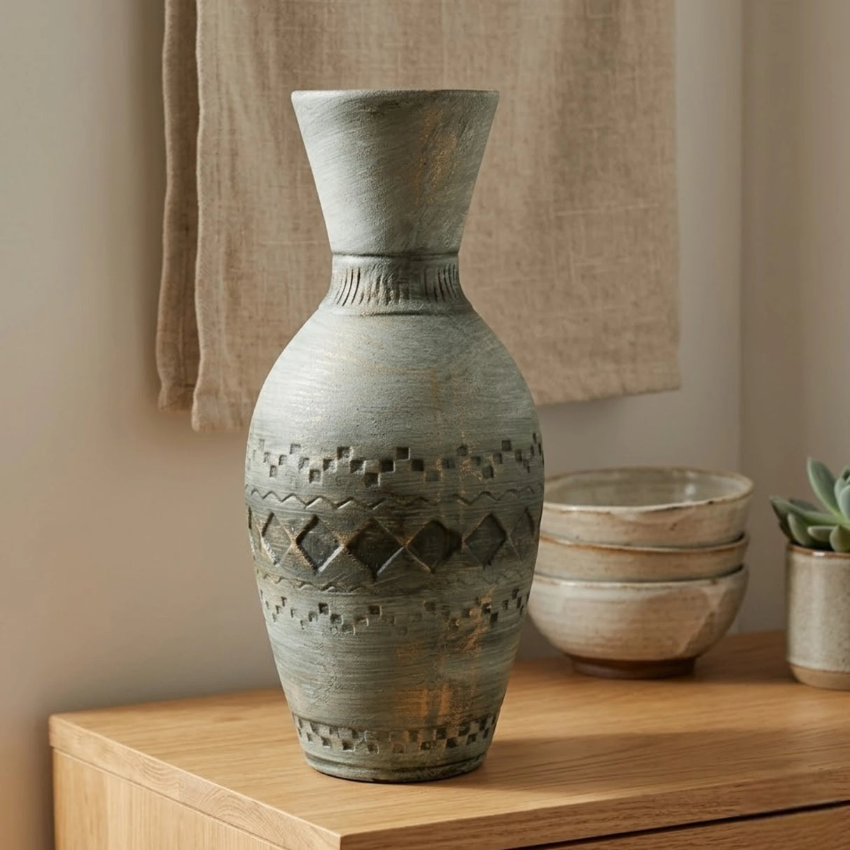 ceramic candy vase textured tint grey large china