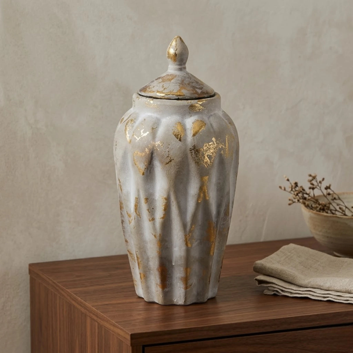 ceramic candy jar textured antique large china