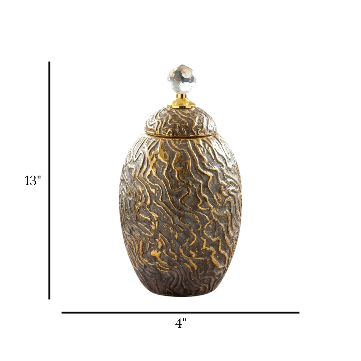 ceramic candy jar textured grey & golden small china