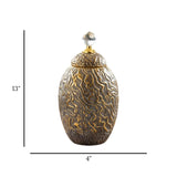 ceramic candy jar textured grey & golden small china
