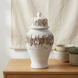 ceramic candy jar texture rustic white & brown small china