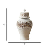 ceramic candy jar texture rustic white & brown small china