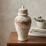 ceramic candy jar texture rustic white & brown large china