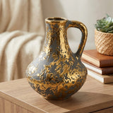 ceramic vase textured gray & golden medium china