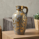 ceramic vase textured gray & golden large china
