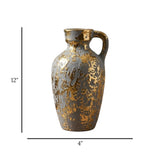 ceramic vase textured gray & golden large china