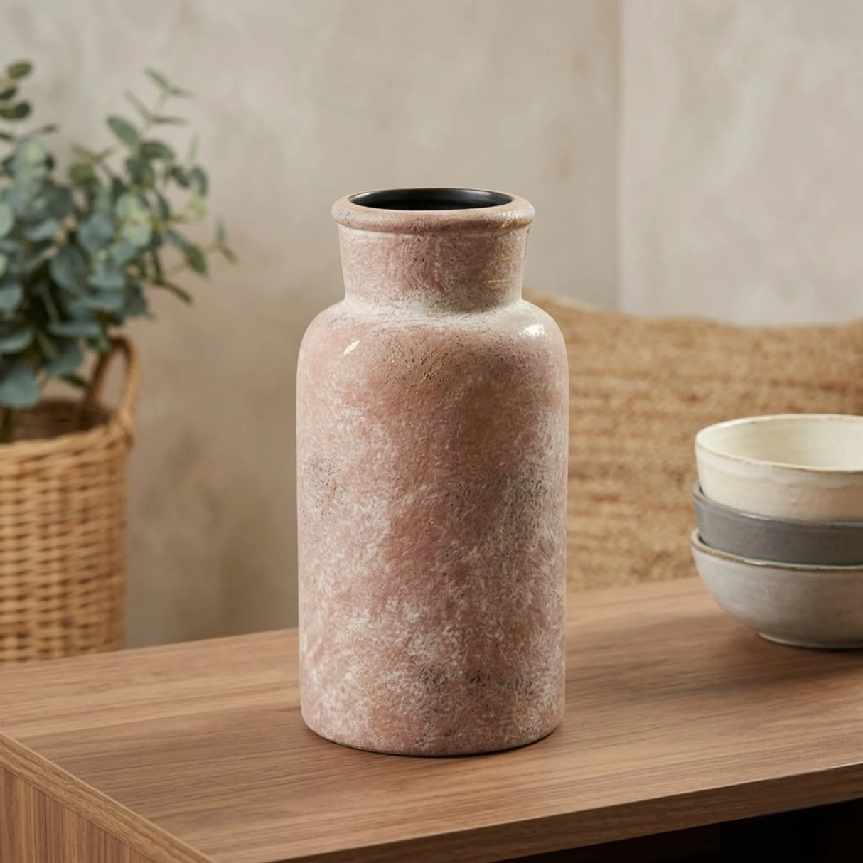 ceramic vase textured tint brown small china