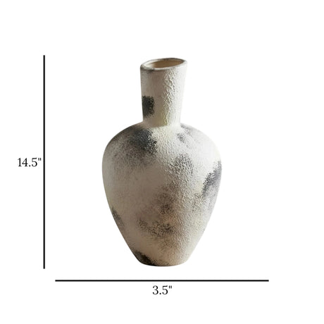 ceramic candy vase textured terracotta white & gray medium 14x3.5 china