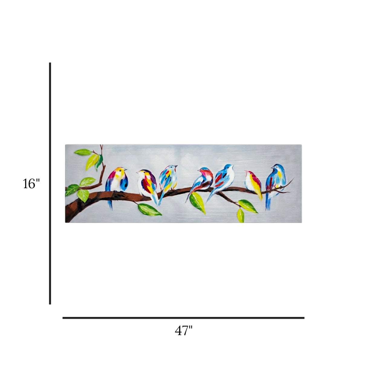 wall art canvas blue multicolor birds on branch print 16''x47'' china