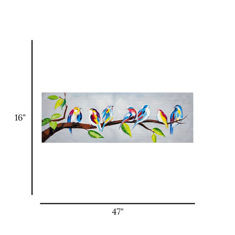 wall art canvas blue multicolor birds on branch print 16''x47'' china