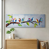 wall art canvas blue multicolor birds on branch print 16''x47'' china