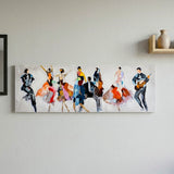 wall art canvas white multicolor dancing musician figure print 19.5''x59'' china