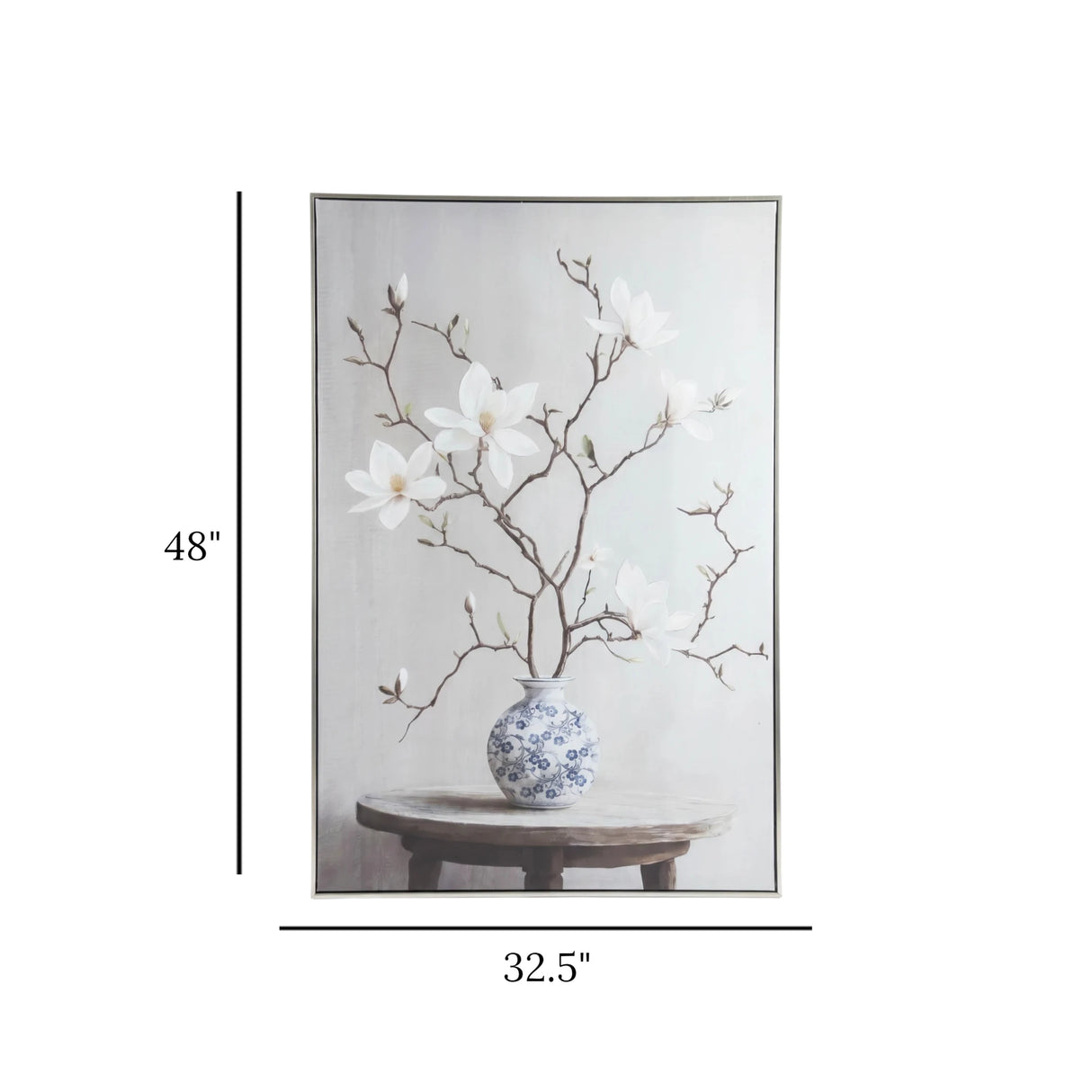wall art canvas white magnolia branch vase floral print ''48x''32.5 china