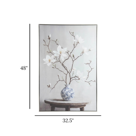 wall art canvas white magnolia branch vase floral print ''48x''32.5 china
