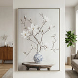 wall art canvas white magnolia branch vase floral print ''48x''32.5 china
