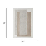 abstract 3d layered ribbed texture framed canvas wall art white & beige color 47"x31.5'' china