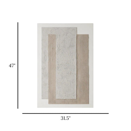 abstract 3d layered ribbed texture framed canvas wall art white & beige color 47"x31.5'' china