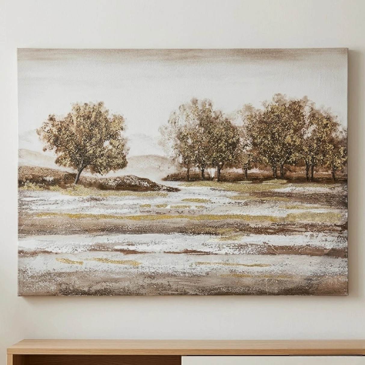 canvas art painting with glitter tree 31.5"x47.5'' china