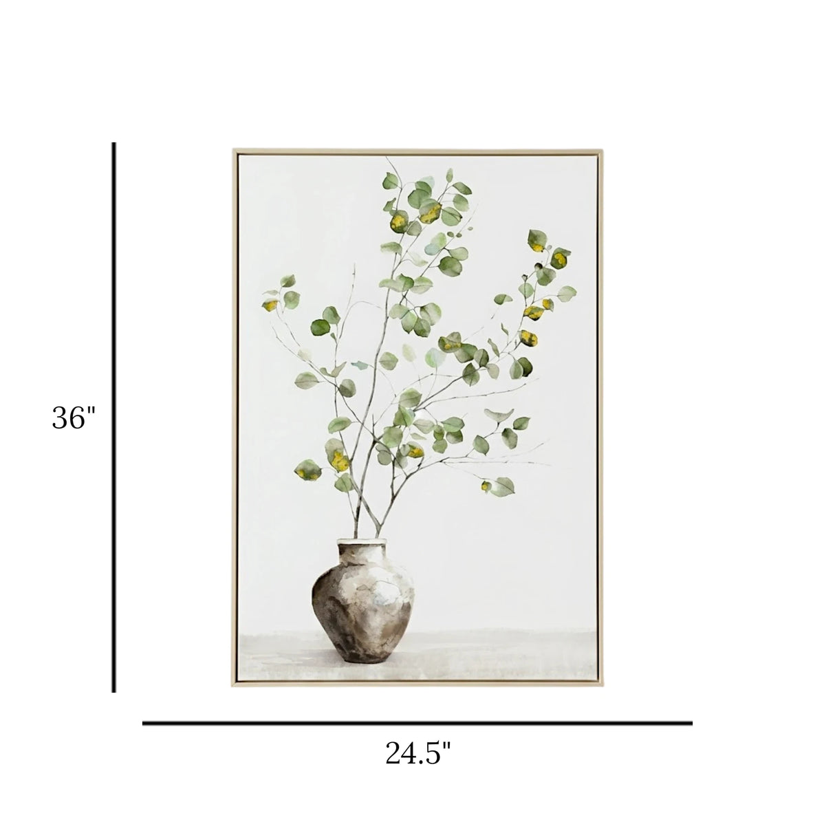 botanical eucalyptus branch vase framed canvas wall art green & white color ''36x24.5 china