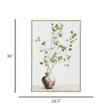 botanical eucalyptus branch vase framed canvas wall art green & white color ''36x24.5 china