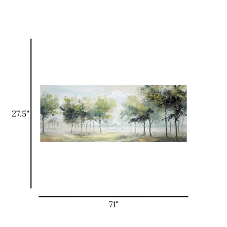 wall art canvas green white misty forest tree landscape print 27.5''x71'' china
