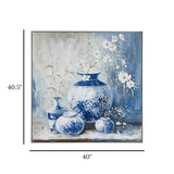 wall art canvas blue white chinese vase floral still life print 40.5''x40'' china