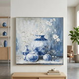 wall art canvas blue white chinese vase floral still life print 40.5''x40'' china