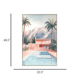 tropical palm springs pool villa framed canvas wall art canvas pink & blue color 32.5''x48.5'' china