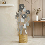 metal hanging vase flower & leaves 5s golden 40''x13'' china