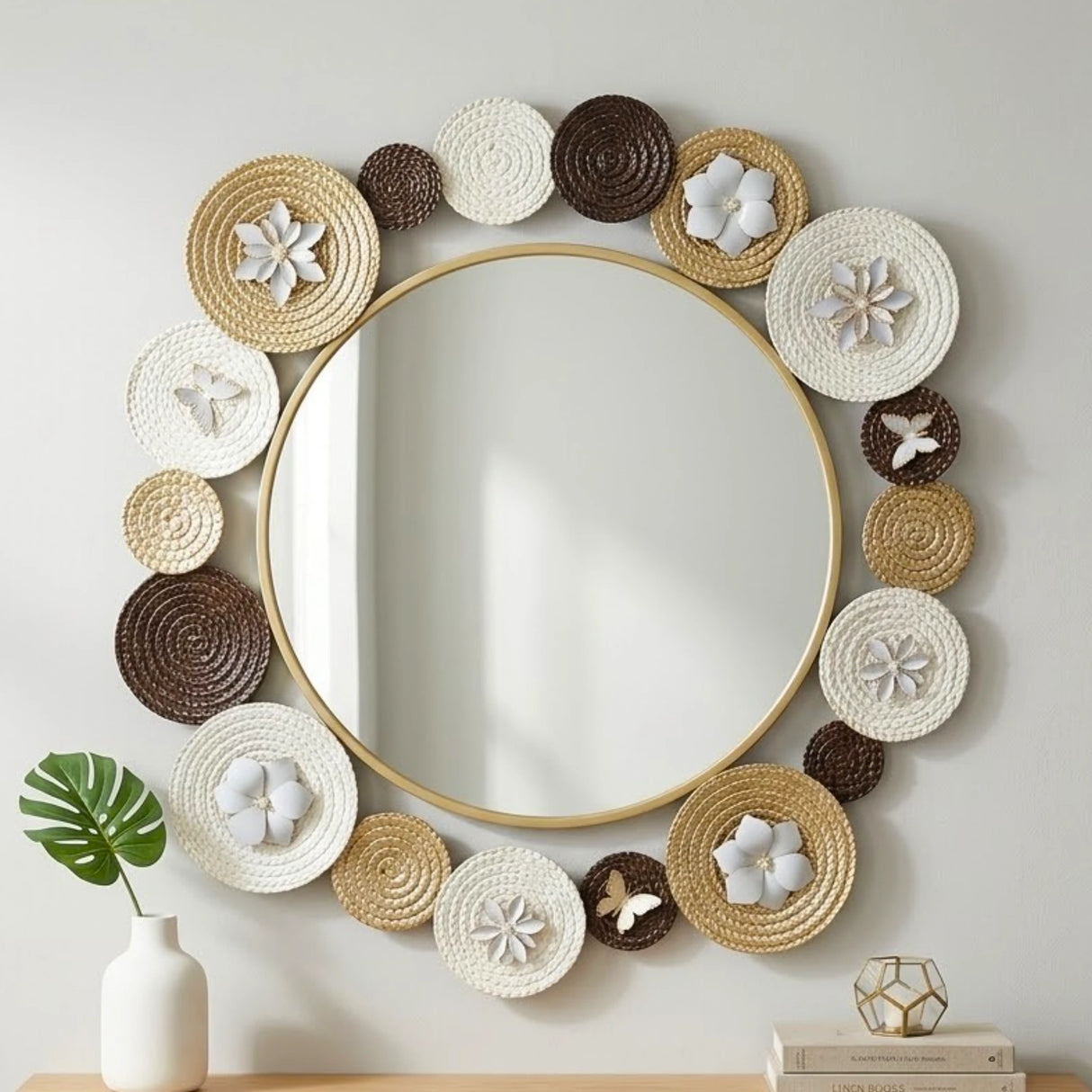 metal hanging mirror & 18plates 32''x33'' china