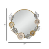 metal hanging mirror 5flower & leaves 32''x31'' china