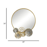 metal hanging mirror flower golden & black 34''x28'' china