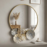 metal hanging mirror flower golden & black 34''x28'' china