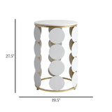 metal table marble white round large 27.5''x19.5'' china